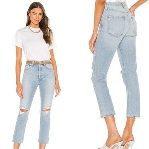 NWT Agolde High Rise Straight Crop sz 28 Clear Skies Light Wash